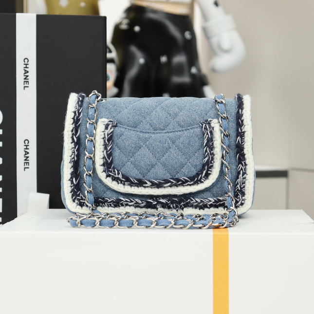 CHANEL 25S FLAP BAG 20 CM IN LIGHT BLUE DENIM