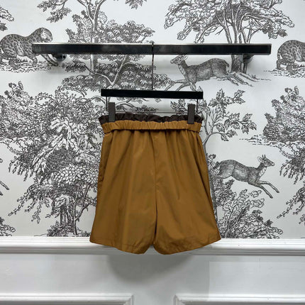 MIU 25S HIGH WAIST SHORTS BROWN IN NYLON 263021