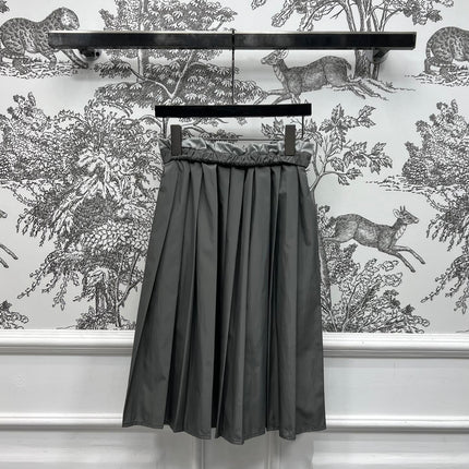 MIU 25S PLEASED SKIRT GREY IN NYLON 263129