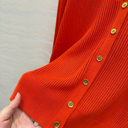 LP RED ORANGE V-NECK KNIT CARDIGAN