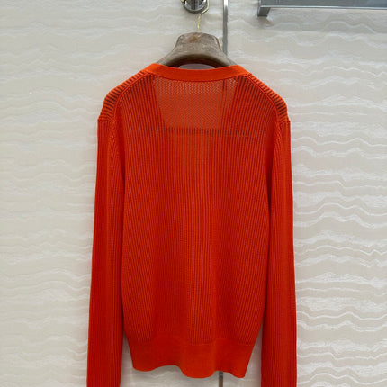 LP RED ORANGE V-NECK KNIT CARDIGAN