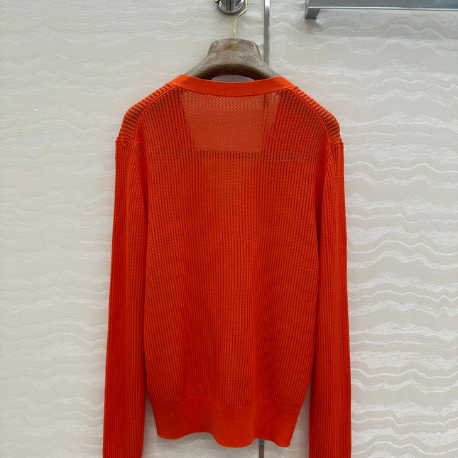 LP RED ORANGE V-NECK KNIT CARDIGAN
