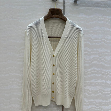 LP CREAM V-NECK KNIT CARDIGAN