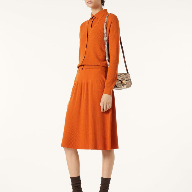 LP ORANGE KNIT MIDI SKIRT