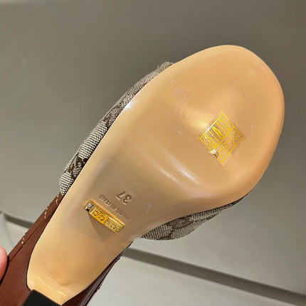 GG HIGH HEELS 70 IN BROWN LAMBSKIN GOLD HARDWARE WITH CRYSTALS