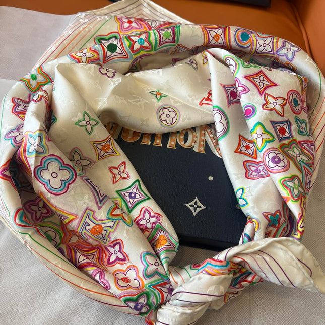 LV SCARF 90 CM IN SILK 715639