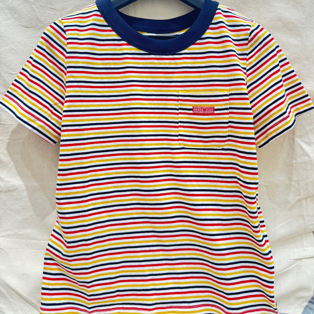 STRIPED CREW NECK TEE 25S IN COTTON 266086