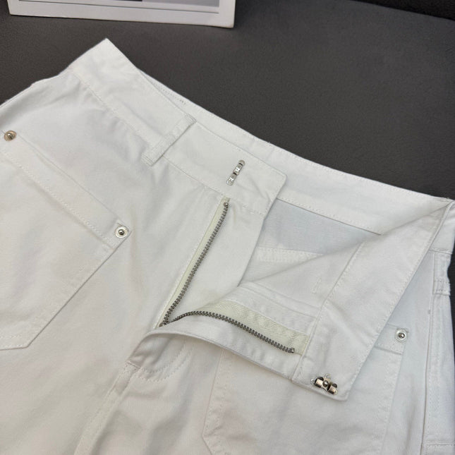 DIOR WHITE CUFFED DENIM SHORTS