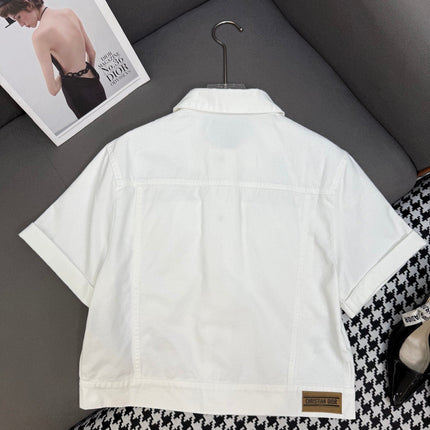 DIOR WHITE SHORT-SLEEVE DENIM JACKET