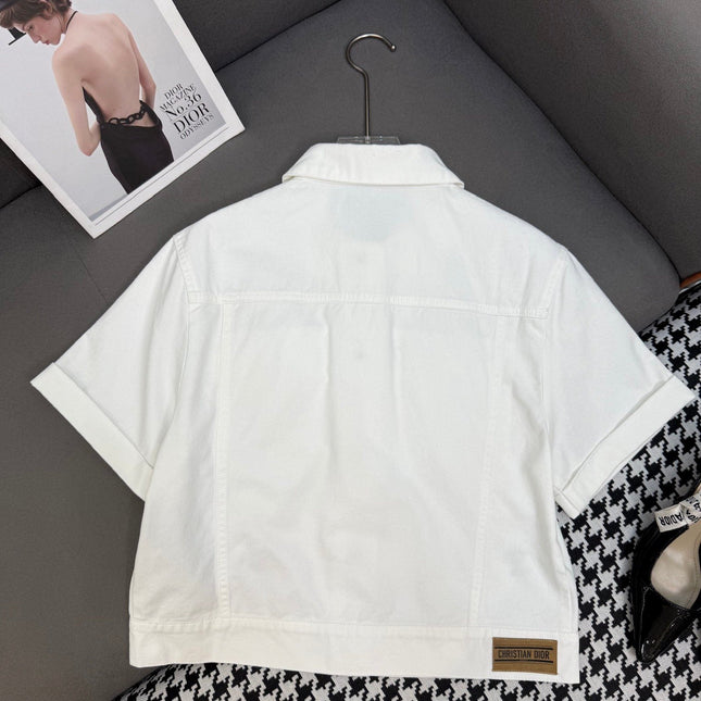 DIOR WHITE SHORT-SLEEVE DENIM JACKET
