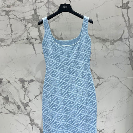 FEND 25S JACQUARD KNITTED VEST DRESS 264233