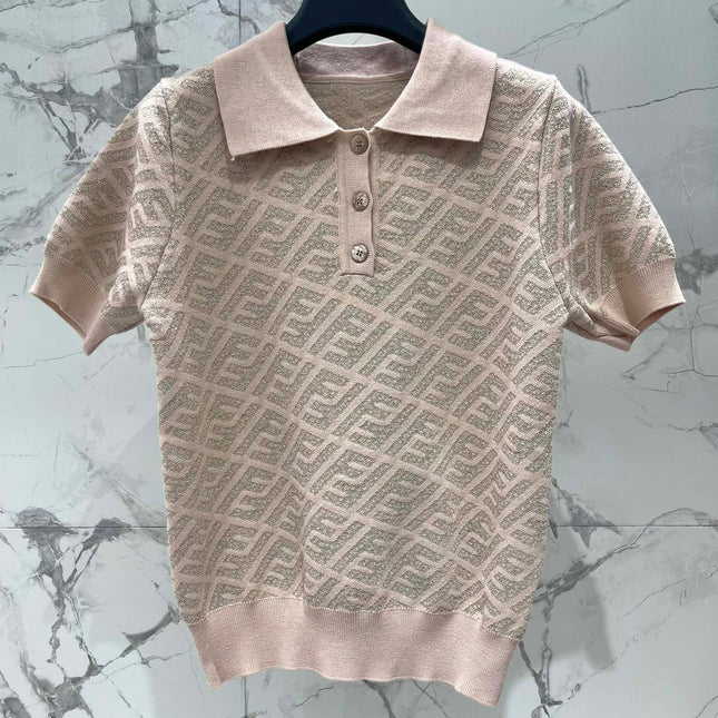 FEND 25S SHORT SLEEVE JACQUARD KNIT LAPEL 264020
