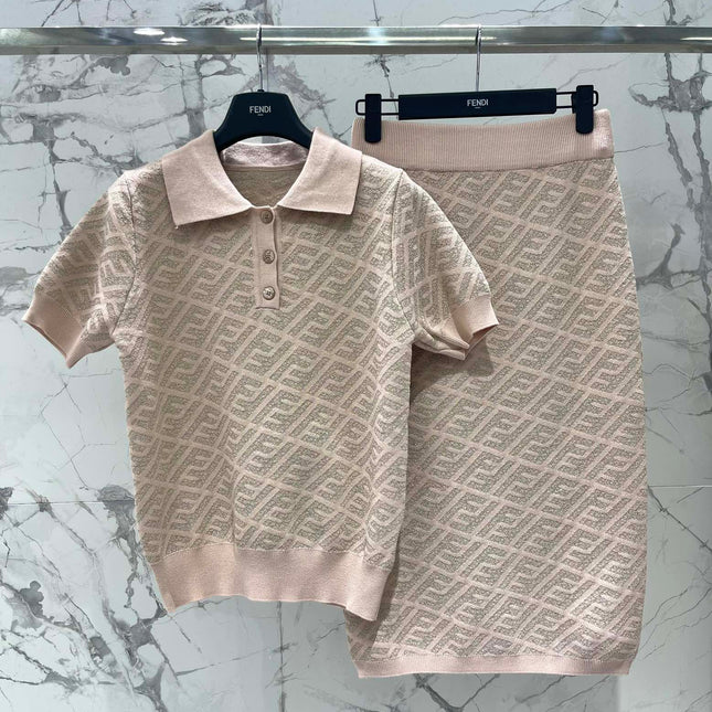 FEND 25S SHORT SLEEVE JACQUARD KNIT LAPEL 264020