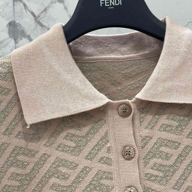 FEND 25S SHORT SLEEVE JACQUARD KNIT LAPEL 264020