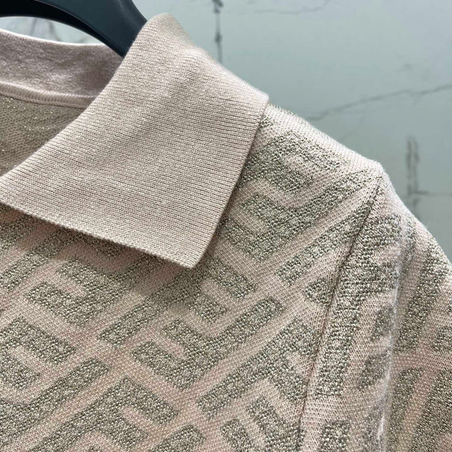 FEND 25S SHORT SLEEVE JACQUARD KNIT LAPEL 264020