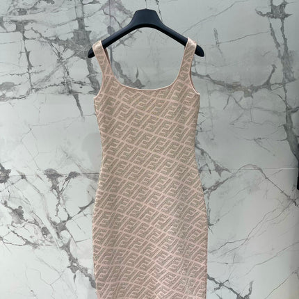 FEND 25S JACQUARD KNITTED VEST DRESS 264019