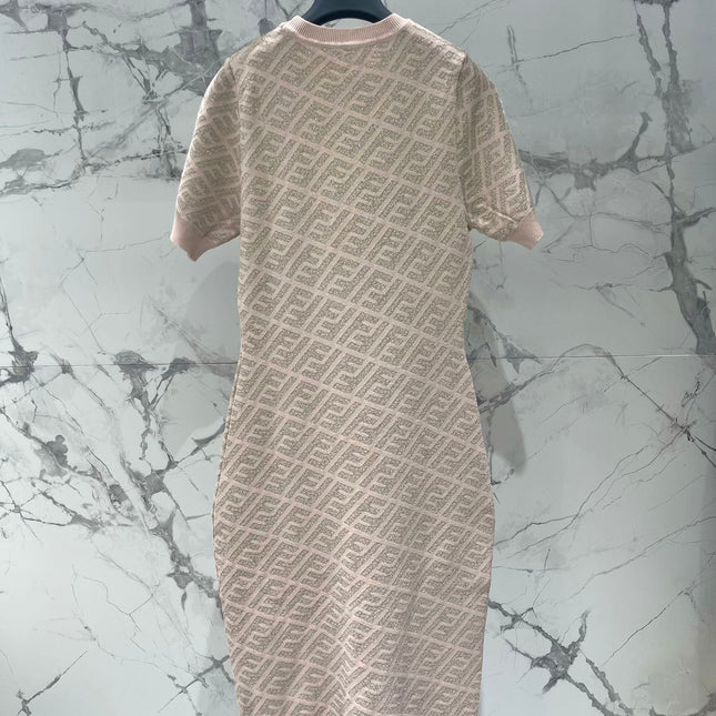 FEND 25S JACQUARD KNIT SHORT SLEEVE DRESS 264018