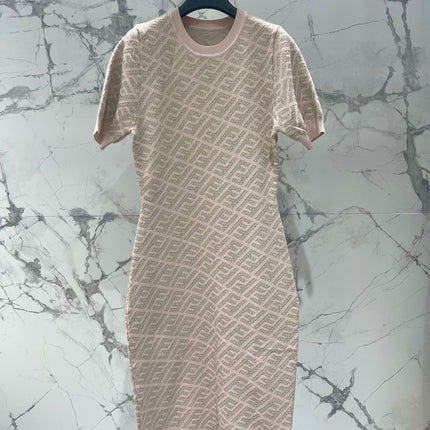 FEND 25S JACQUARD KNIT SHORT SLEEVE DRESS 264018