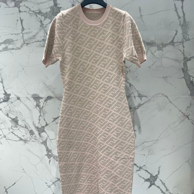 FEND 25S JACQUARD KNIT SHORT SLEEVE DRESS 264018