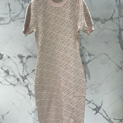 FEND 25S JACQUARD KNIT SHORT SLEEVE DRESS 264018