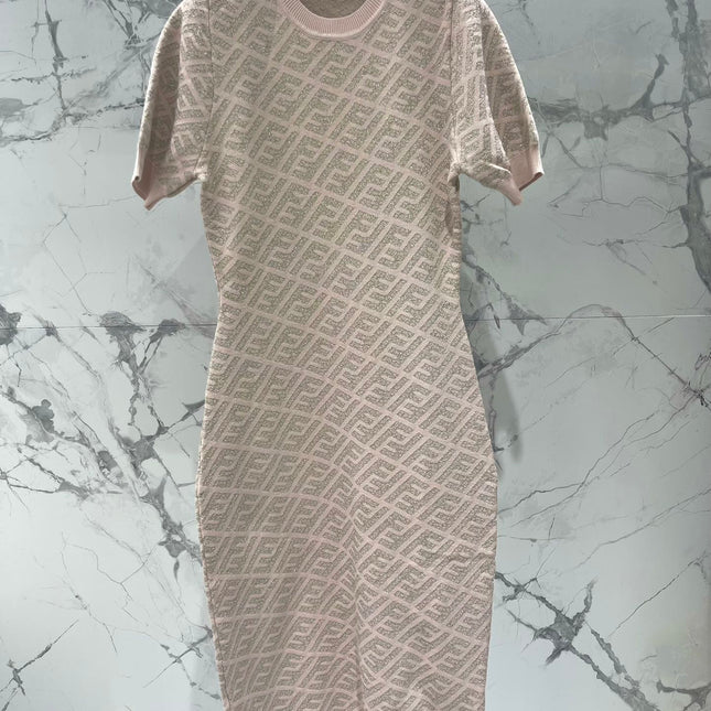 FEND 25S JACQUARD KNIT SHORT SLEEVE DRESS 264018