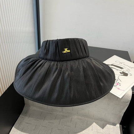 WIDE BRIM HALF HEAD HAT MODEL 650342 IN BLACK PLEATED SATIN