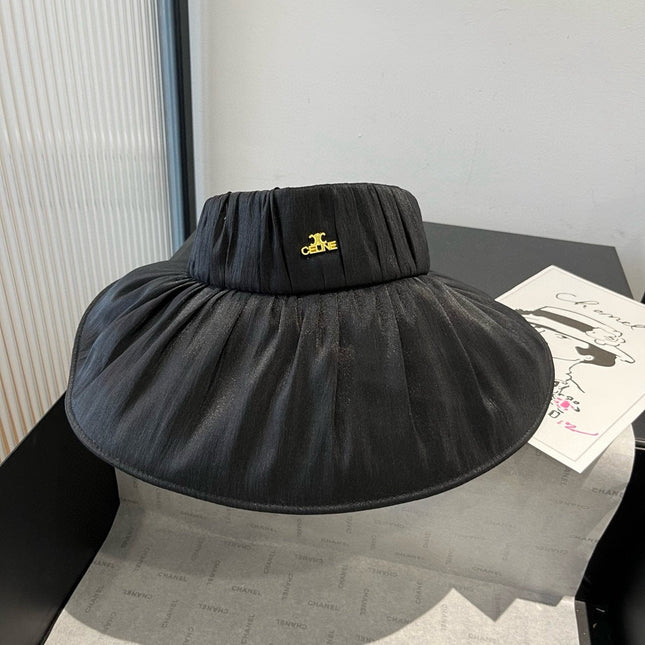 WIDE BRIM HALF HEAD HAT MODEL 650342 IN BLACK PLEATED SATIN