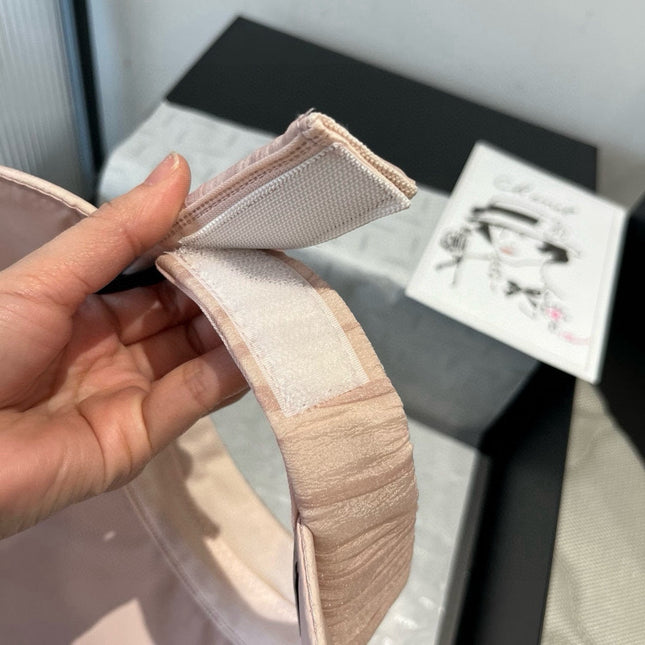 WIDE BRIM HALF HEAD HAT MODEL 650343 IN LIGHT PINK PLEATED SATIN