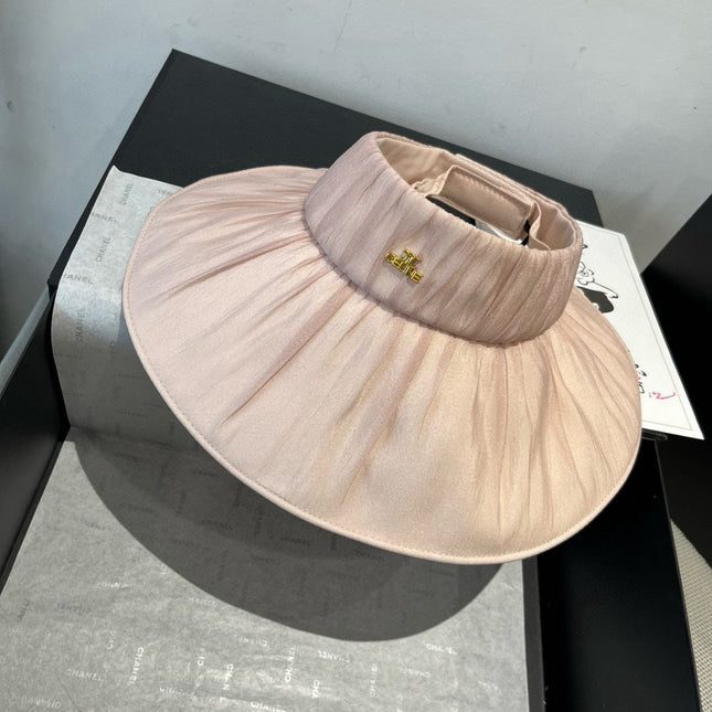 WIDE BRIM HALF HEAD HAT MODEL 650343 IN LIGHT PINK PLEATED SATIN