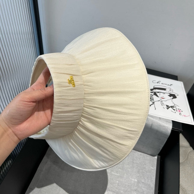 WIDE BRIM HALF HEAD HAT MODEL 650344 IN CREAM WHITE PLEATED SATIN