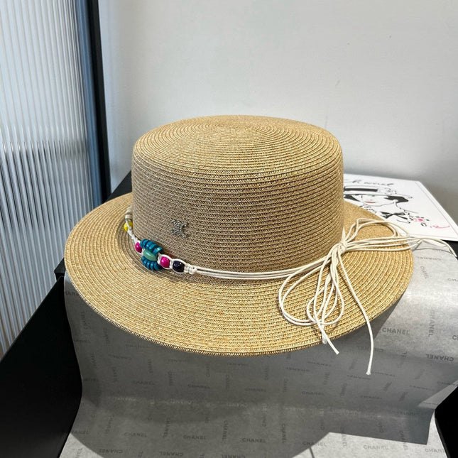 BEAD DECOR STRAW HAT MODEL 650345 IN NATURAL WOVEN STRAW