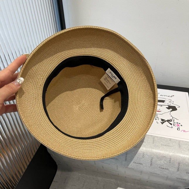 SMALL BRIM HAT MODEL 650348 IN BEIGE WOVEN STRAW