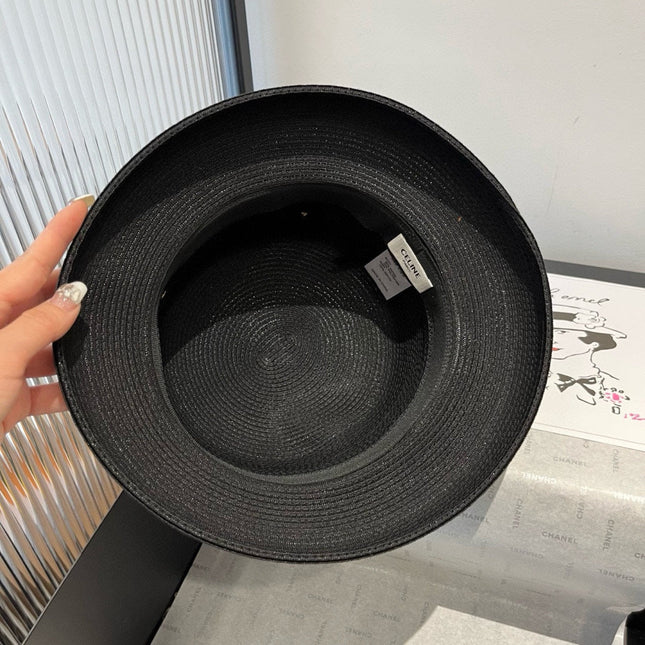 SMALL BRIM HAT MODEL 650349 IN BLACK WOVEN STRAW