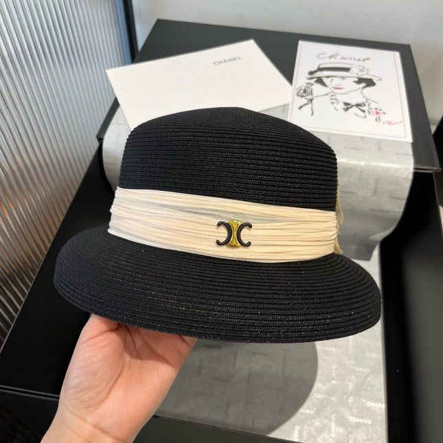 SMALL BRIM HAT MODEL 650349 IN BLACK WOVEN STRAW