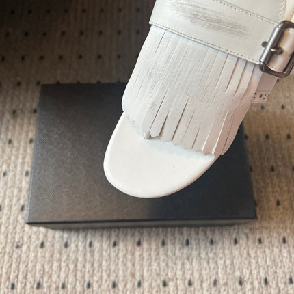 PRADA 25S SHUFFLE LEATHER THONG SANDALS IN IVORY CALFSKIN