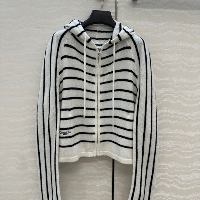 DIOR HOODED STRIPED KNIT CARDIGAN 276284