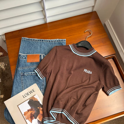 PRADA SHORT-SLEEVE KNIT TOP STYLE 99