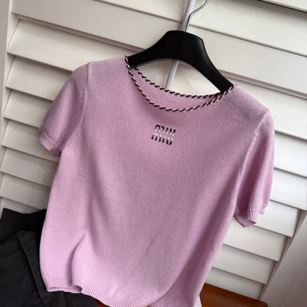 MIUMIU SHORT-SLEEVE KNIT TOP STYLE 347