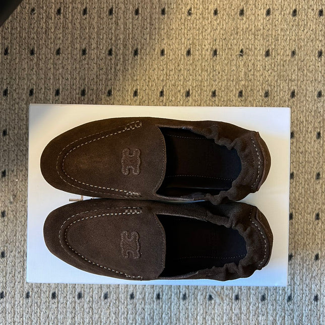 CELINE 25S LOAFERS FLAT IN DARK BROWN SUEDE
