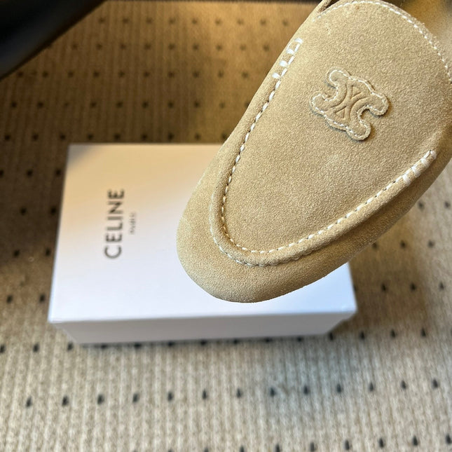 CELINE 25S LOAFERS FLAT IN LIGHT BROWN SUEDE