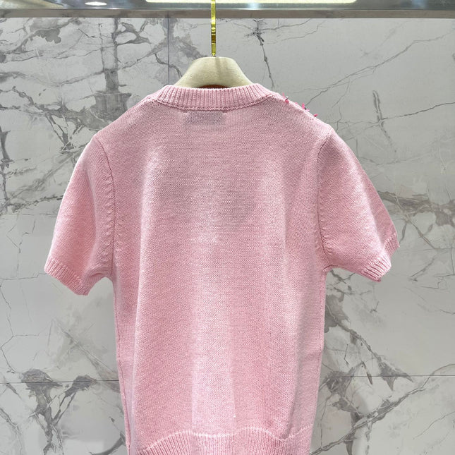 MIUMIU SHORT-SLEEVE KNIT TOP STYLE 298