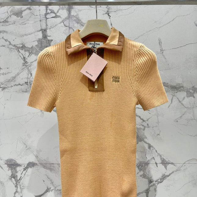MIUMIU SHORT-SLEEVE KNIT TOP STYLE 263