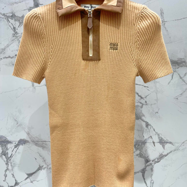 MIUMIU SHORT-SLEEVE KNIT TOP STYLE 263