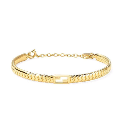 F BAGUETTE LINK CHAIN  GOLD BRACELET