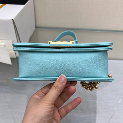 BOY BAG SMALL 20 CLOUD BLUE CAVIAR GOLD HARDWARE