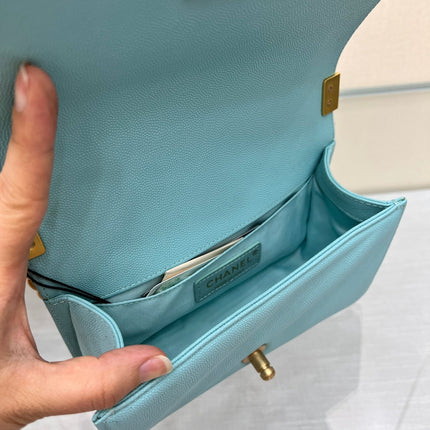 BOY BAG SMALL 20 CLOUD BLUE CAVIAR GOLD HARDWARE