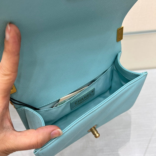 BOY BAG SMALL 20 CLOUD BLUE CAVIAR GOLD HARDWARE