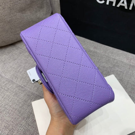 MINI SQUARE FLAP BAG 17CM PURPLE CAVIAR SILVER HARDWARE