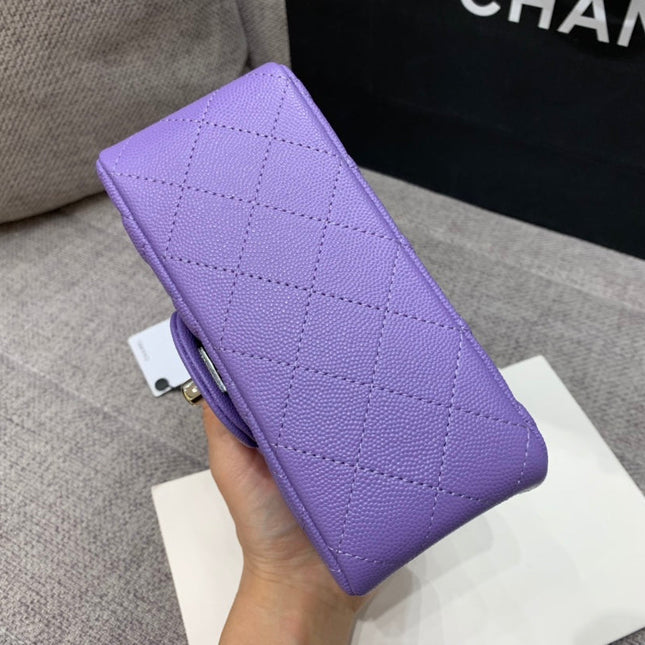 MINI SQUARE FLAP BAG 17CM PURPLE CAVIAR SILVER HARDWARE