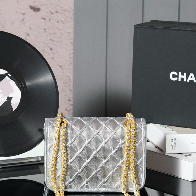 CC MINI 20 FLAP BAG METALLIZED CALFSKIN GOLD HARDWARE
